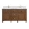 James Martin Vanities 60'' Double Vanity, Mid-Century Walnut w/ Single Hole 3 CM White Zeus Quartz Top & Backsplash 424-V60D-WLT-1WZ - alternate 1